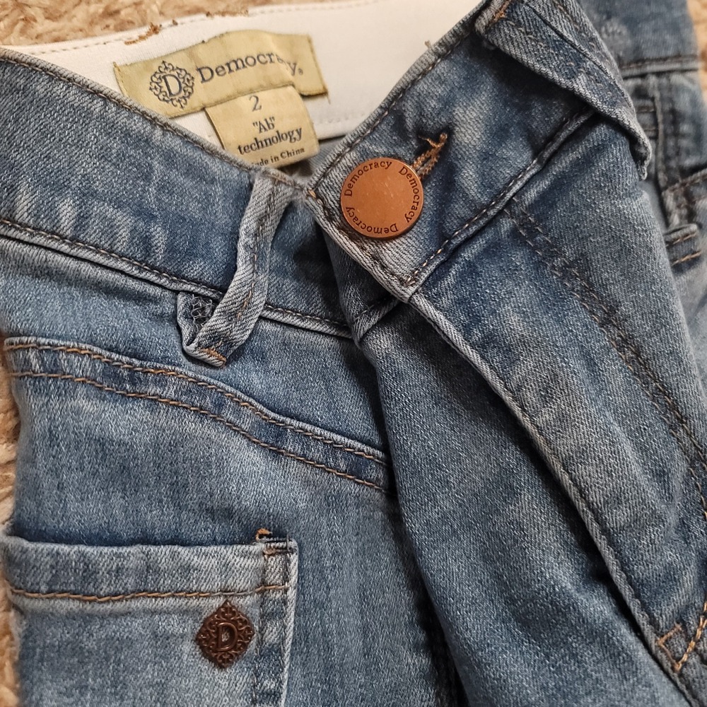 Democracy Skinny‎ Jeans Women 2 Blue Ab Technology Distressed Stretch Denim